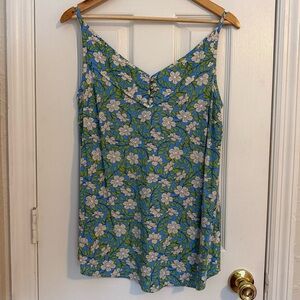 CABI Vine Blue Floral Cami Spring Womens Top Small